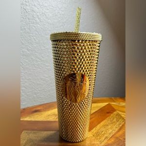 Starbucks Gold Bling Studded Tumbler 2022 24 Oz NEW